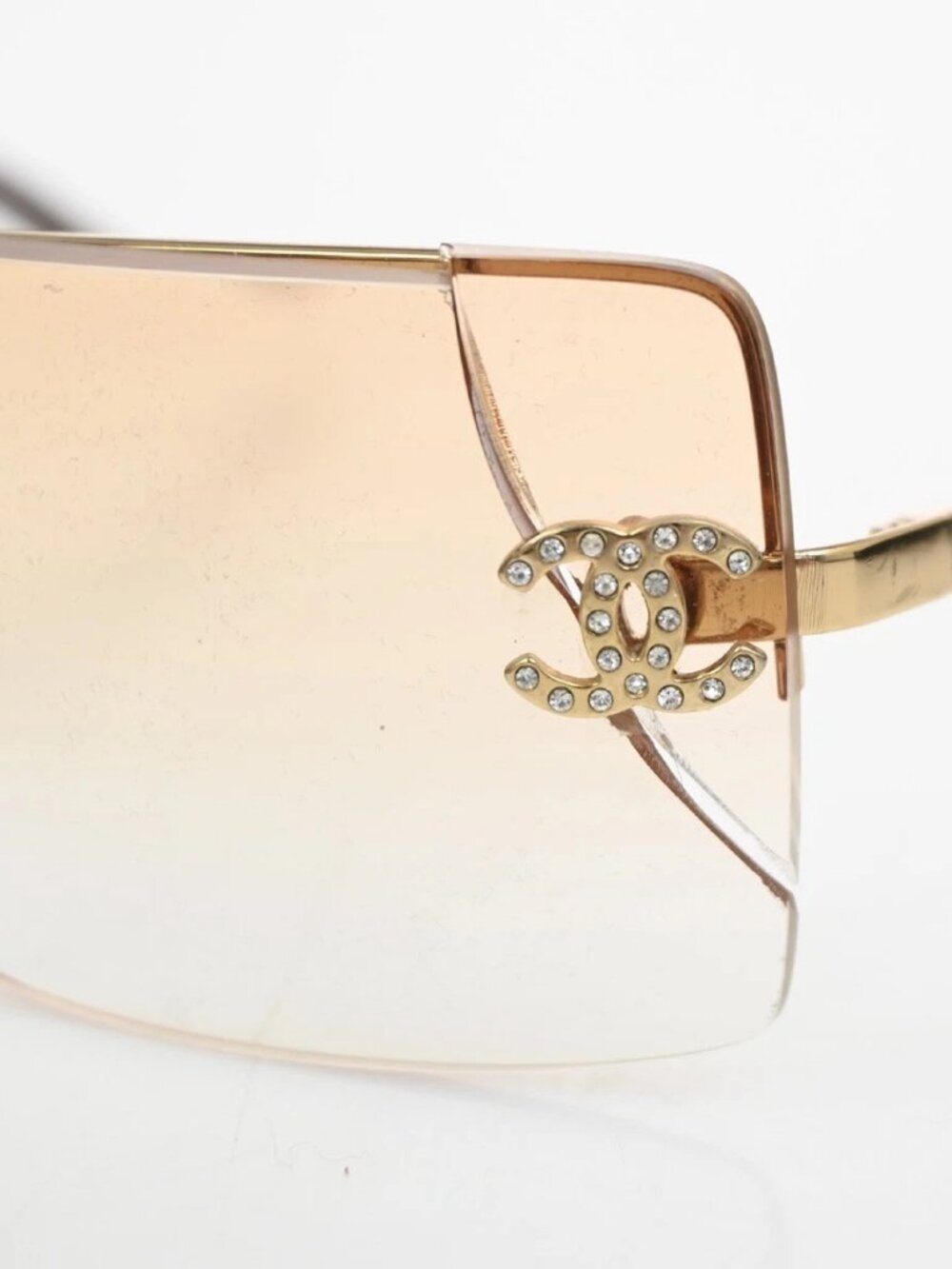 CHANEL CC Logo Rhinestone Rimless Sunglasses 4092-B Plastic Metal GHW 63RL930 - Picture 14 of 16